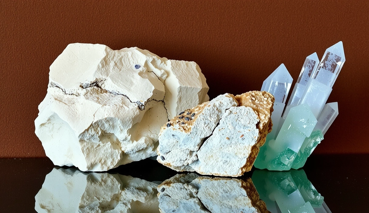 Diverses sources naturelles de minéraux symbolisant la richesse de la terre